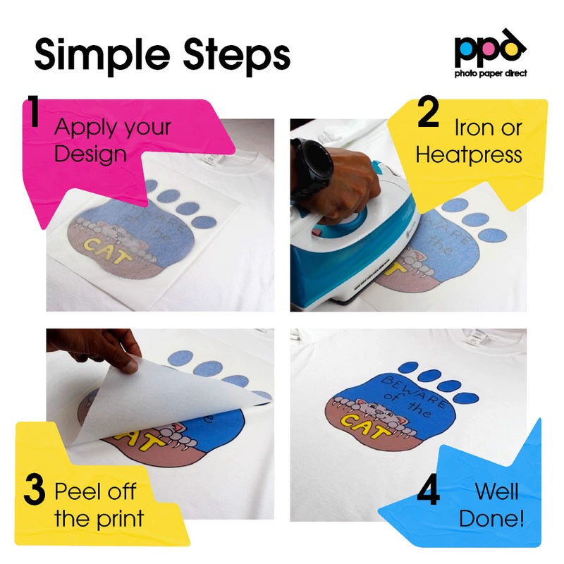PPD 20 Sheets 8.5x11â€ - Inkjet Iron-on Heat Transfer Vinyl Paper for White & Light Fabric and T-Shirts - Premium - PPD-1-20 - Image 3